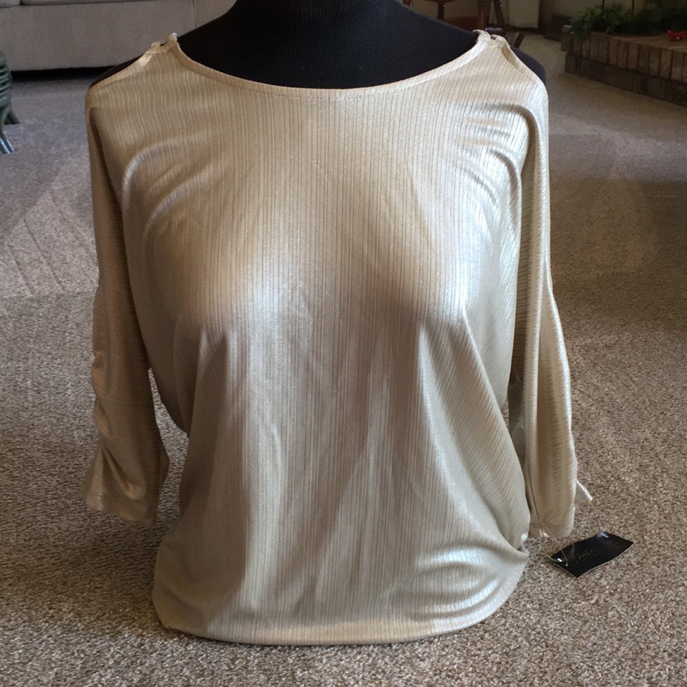 NWT Thalia Sodi Cold- Shoulder Top  Gold Size S - Picture 2 of 6